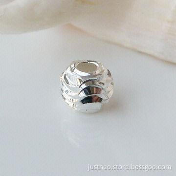 Solid 925 sterling silver round ripple corrugated beads, 4mm
